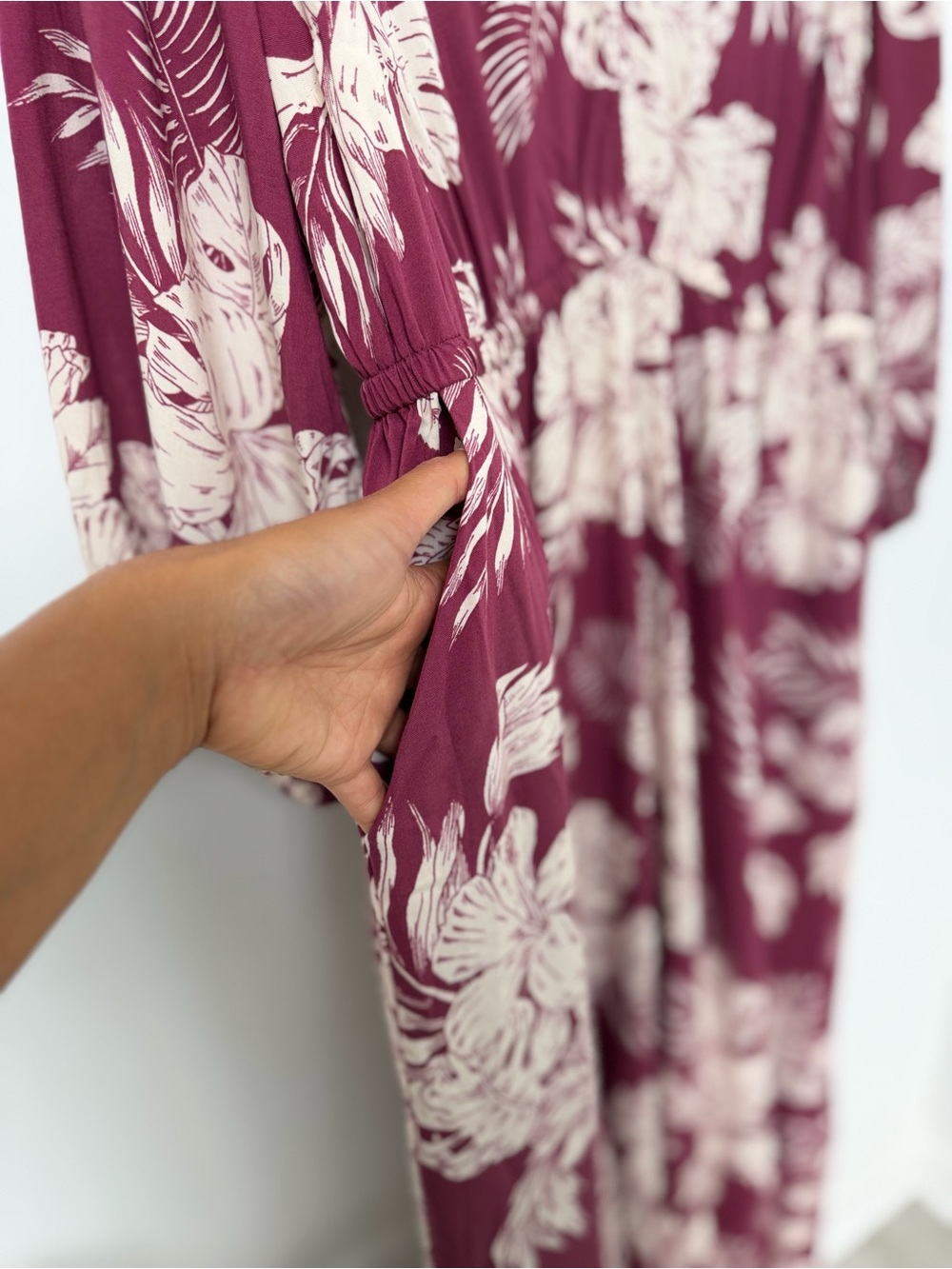 Torrid Maxi Dress 2X 18-20 NWT Maroon Tropical Floral Challis Tiered Pockets XXL - Picture 7 of 11